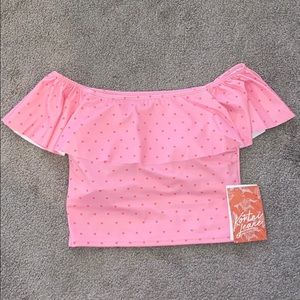 Kortni Jeane Heart Print Ruffle Top